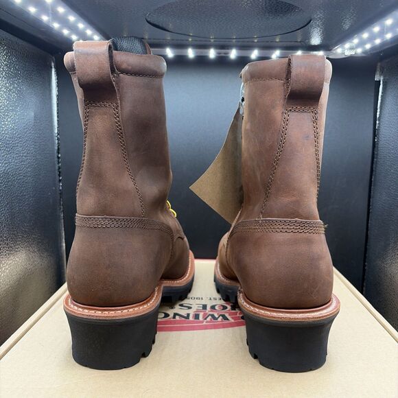 Red Wing 620 9” Mens Size 8.5 D Logger Boots Waterproof Brown Soft Toe Work main image 6